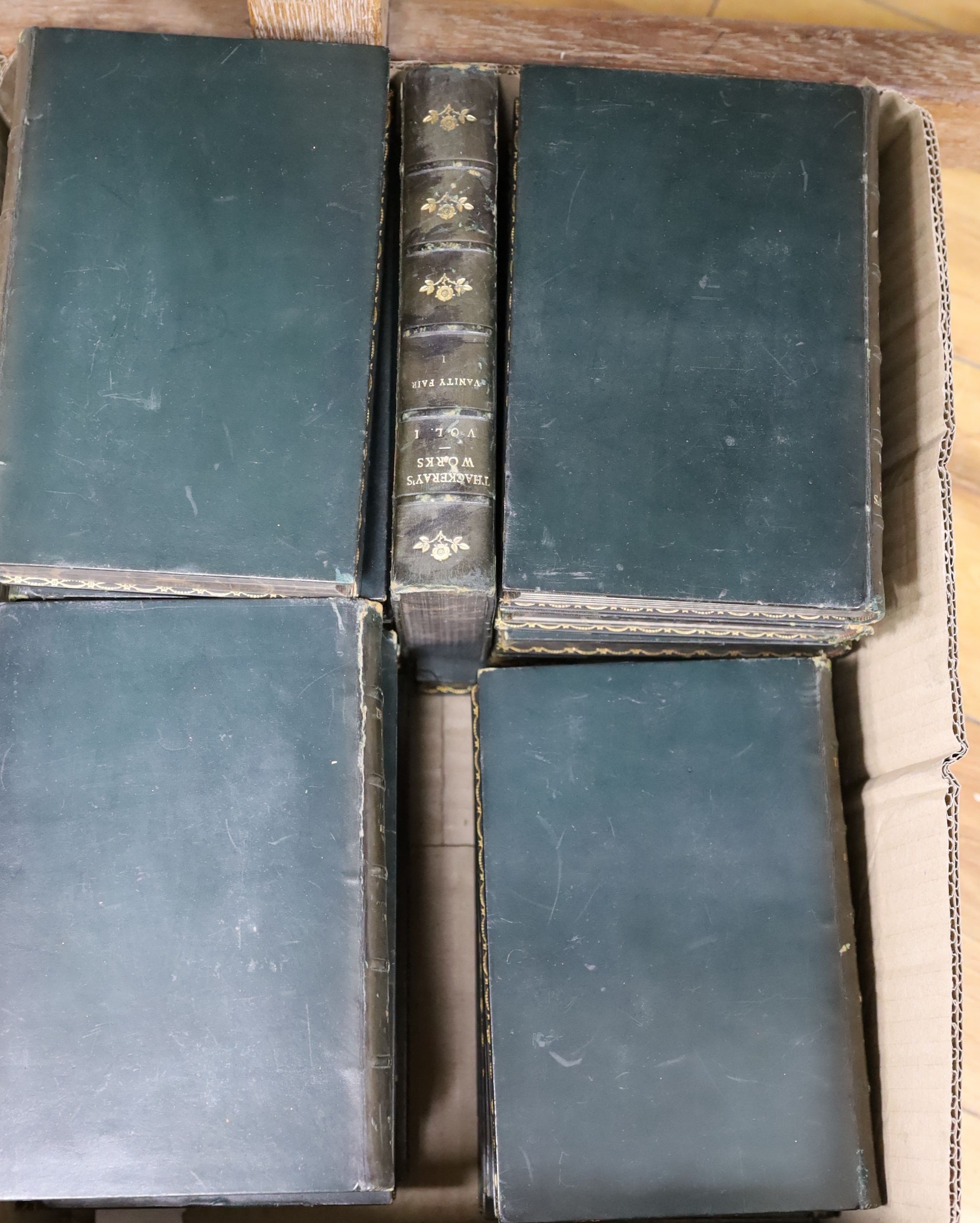 Thackeray, William Makepeace - The Works of .... 22 vols, plates and other illus.; later calf with gilt-decorated panelled spines, marbled edges and e/ps 1869.